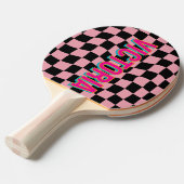 2D Retro Colorful Lettering Name Pink Black Tafeltennisbatje (Voorkant Gekanteld)