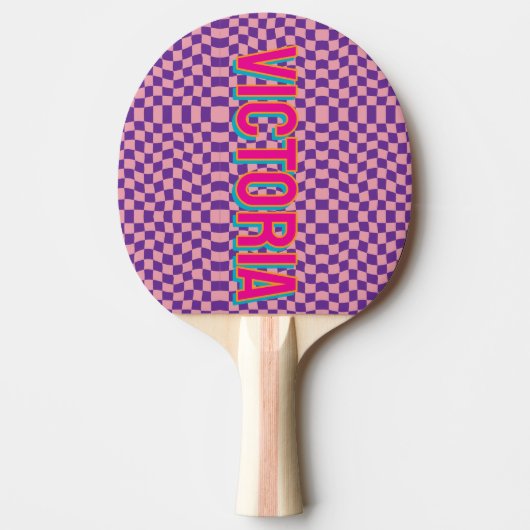 2D Retro Colorful Lettering Name Tafeltennisbatje (Voorkant)