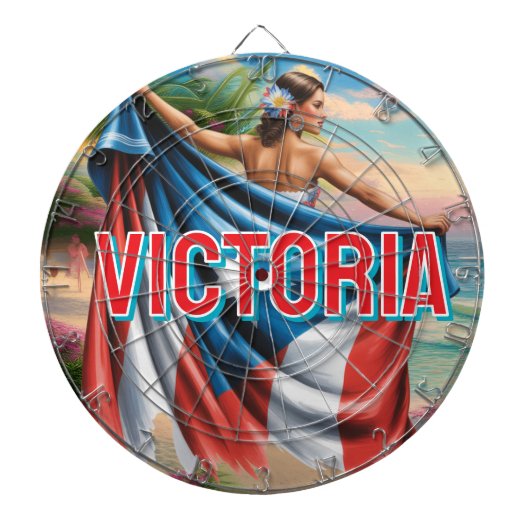 2D Retro Colorful Lettering Puerto Rican Latina Dartbord (Voorkant)