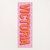2D Retro Sterren Roze Rood Naam Yoga Mat (Voorkant)