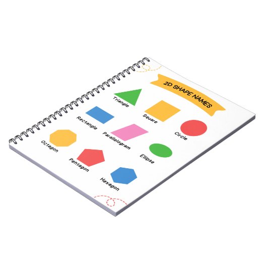 2D Shape Namen School Onderwijs Leren Notitieboek (Linkerzijde)