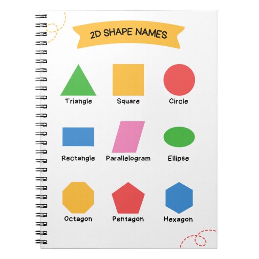 2D Shape Namen School Onderwijs Leren Notitieboek (Voorkant)