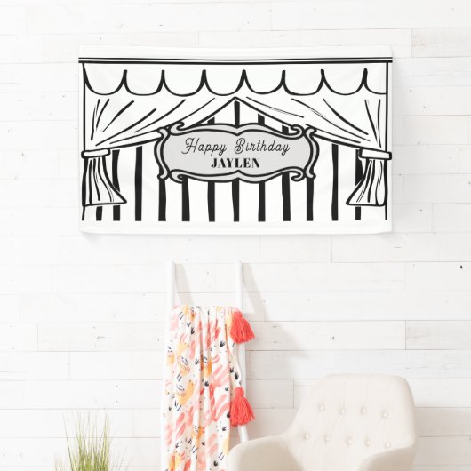 2D-verjaardagsfeestje in comic-stijl achtergrond Spandoek (Insitu)