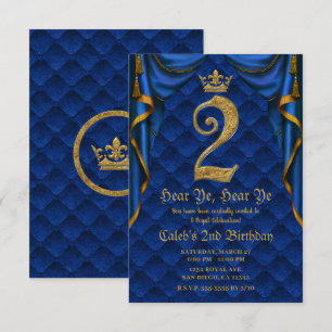 2DE 2 TWEE Verjaardagsfeestje Koninklijk Blauw Gou Kaart