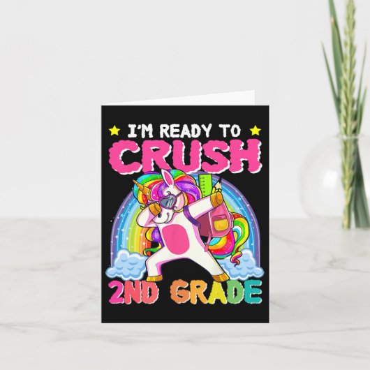 2de graad meisjes Unicorn Crush Second Grade terug Kaart (Voorkant)