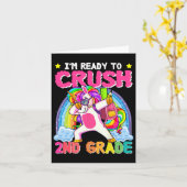 2de graad meisjes Unicorn Crush Second Grade terug Kaart (Gele Bloem)