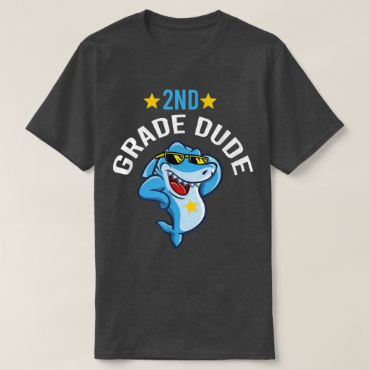 2de grade Gast Cool Shark Funny Second Grade Terug T-shirt (Design voorkant)