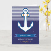 2de jaar Anchor Nautical Wedding Jubileum Kaart (Gele Bloem)