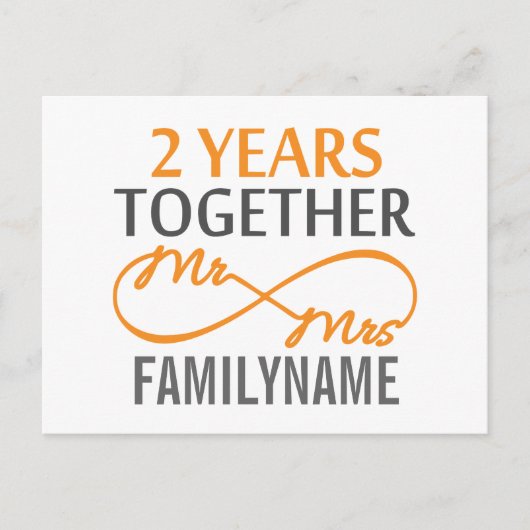 2de Jubileum de heer Dhr. & Mrs Infinity Gepersona Briefkaart (Voorkant)