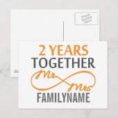 2de Jubileum de heer Dhr. & Mrs Infinity Gepersona Briefkaart (Voorkant / Achterkant)