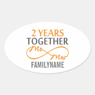2de Jubileum de heer Dhr. & Mrs Infinity Gepersona Ovale Sticker