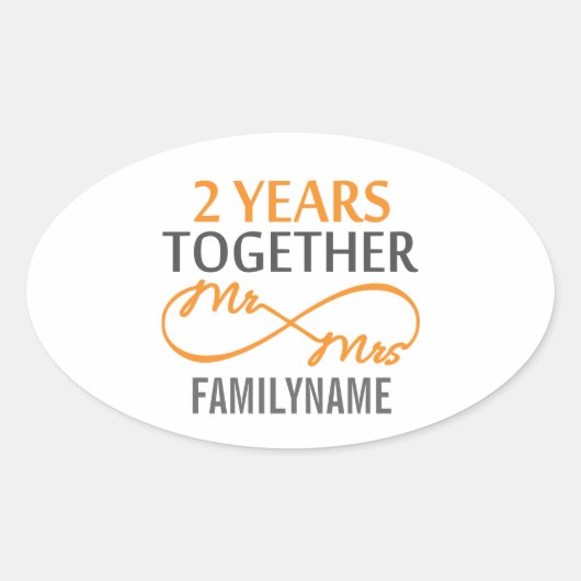 2de Jubileum de heer Dhr. & Mrs Infinity Gepersona Ovale Sticker (Voorkant)