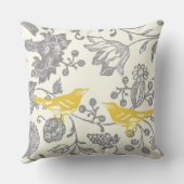 2de Jubileum Geel Geel Ivory Floral Lovebird Kussen (Achterkant)
