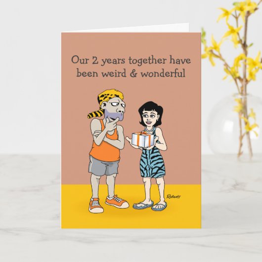 2de Jubileum grappig en geweldig Kaart (Gele Bloem)