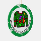 2DE PLAATS Oegly Sweater Contest Medal Keramisch Ornament (Rechts)