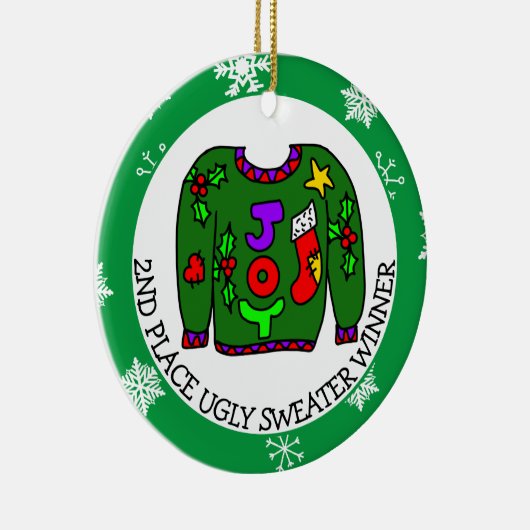 2DE PLAATS Oegly Sweater Contest Medal Keramisch Ornament (Rechts)