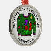 2DE PLAATS Oegly Sweater Contest Medal Metalen Ornament (Rechts)