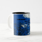 2de Timothy 1:7 Want God heeft ons niet gegeven... Tweekleurige Koffiemok (Voorkant links)