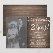 2de trouwjubileum Rustic hout Kaart (Voorkant / Achterkant)