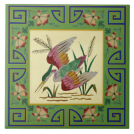 2de van Paar Minton Jade Asian Aesthetic Bird Repr Tegeltje