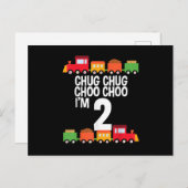 2de verjaardag Chug Chug Choo Choo Ik ben twee tre Aankondigingskaart (Voorkant / Achterkant)