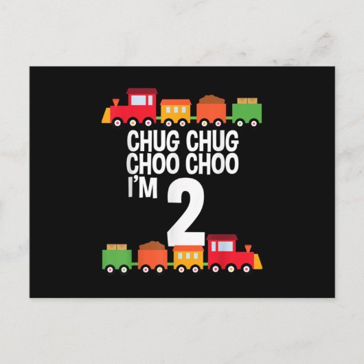 2de verjaardag Chug Chug Choo Choo Ik ben twee tre Aankondigingskaart (Voorkant)