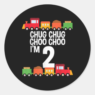 2de verjaardag Chug Chug Choo Choo Ik ben twee tre Ronde Sticker