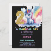 2de verjaardag Eenhoorn Verjaardagsuitnodigingen Kaart (Voorkant)