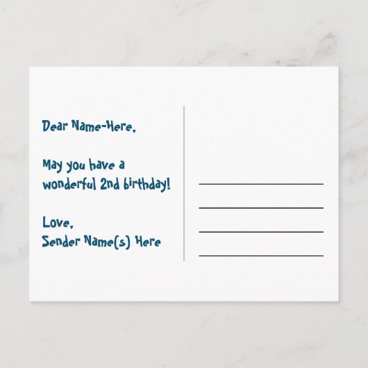 2de verjaardag: Fun Hearts Pattern, Rainbow 2 Briefkaart (Achterkant)