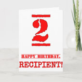 2de verjaardag: Fun, rode rubberen stempel geïnspi Kaart (Voorkant)