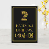 2de verjaardag: Kunst Deco Geïnspireerde kijk 2 &  Kaart (Gele Bloem)