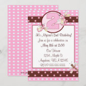 2de verjaardag roze dragonfly meisjes uitnodigen kaart (Voorkant / Achterkant)