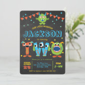 2de verjaardag schattige kleine monsterfeestbord kaart (Staand voorkant)