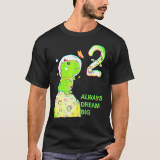 2de verjaardag Twee jaar oude Astronaut T Rex Dino T-shirt