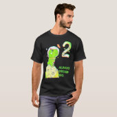 2de verjaardag Twee jaar oude Astronaut T Rex Dino T-shirt (Voorkant volledig)