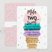 2de verjaardag van de bevalling van meisjes Ice Cr Kaart (Voorkant / Achterkant)