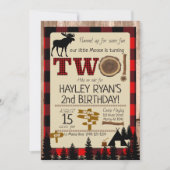 2de verjaardag Wilde Eén Flannel Little Moose Them Kaart (Voorkant)