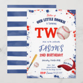 2de verjaardags honkbal uitnodiging (Voorkant / Achterkant)