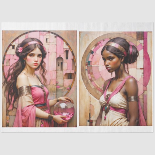 2Design Elegantie in dualiteit Roze - Decoupage - Tissuepapier (Voorkant)