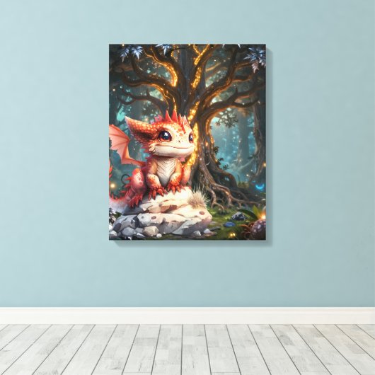 # 2Drakenwereld Canvas Afdruk (Insitu (Houten vloer))