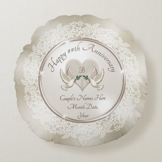 2e, 13e, 39e of 8 jaar Jubileum cadeau voor haar Rond Kussen (Voorkant)