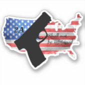 2e amendement mag niet worden geschonden pistool v sticker (Voorkant)