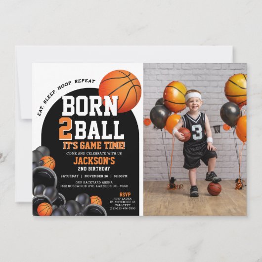 2e Basketbal Verjaardagsuitnodiging Sjabloon Kaart (Voorkant)