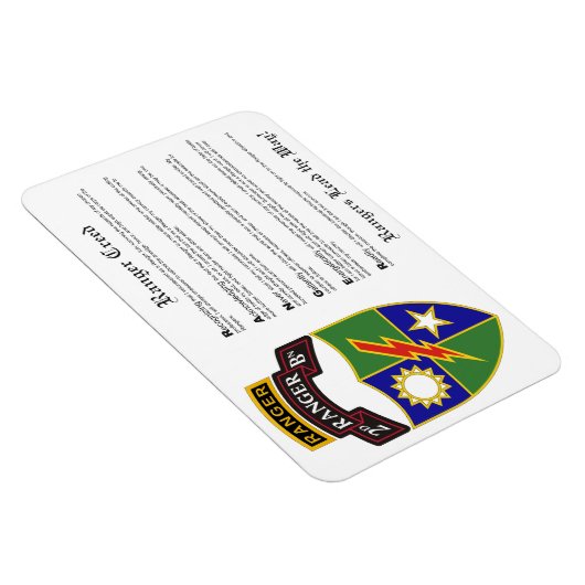 2e bataljon - 75e Ranger met Tab Magnet 4x6 Magneet (Rechterzijde)