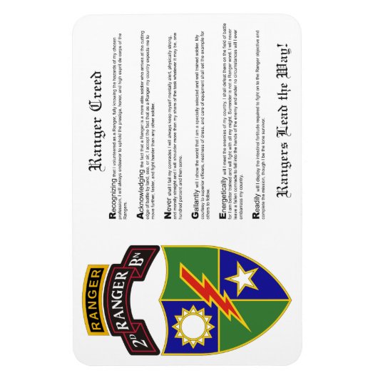 2e bataljon - 75e Ranger met Tab Magnet 4x6 Magneet (Verticaal)