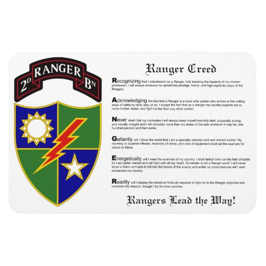 2e Bataljon - 75e Ranger Regiment Magnet 4x6 Magneet (Horizontaal)