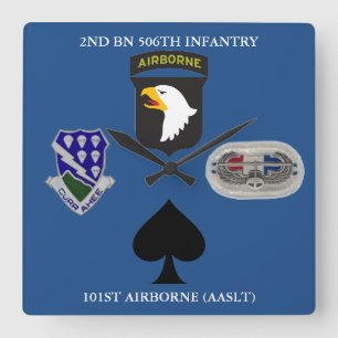 2E BATTALION 506E INFANTRY 101ST LUCHTBORNE CLOCK VIERKANTE KLOK