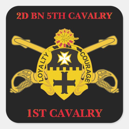 2E BATTALION 5E CAVALRY 1STE CAVALRY STICKERS (Voorkant)