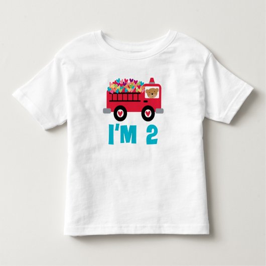 2e Birthday Firetruck Fireman Toddler T-shirt (Voorkant)