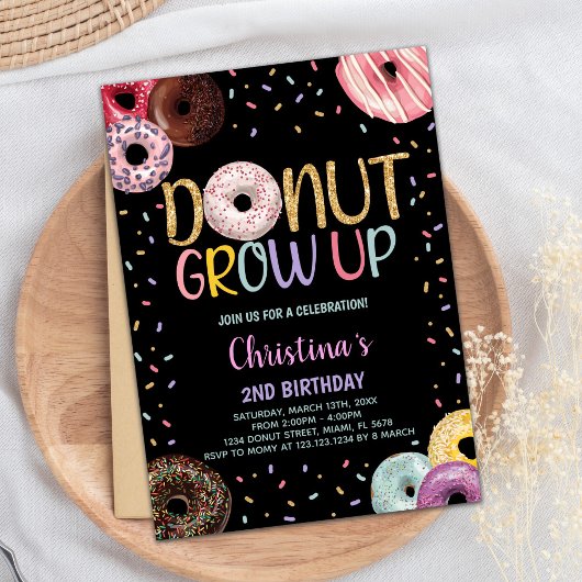 2e Black Donuts Verjaardag Uitnodigingen